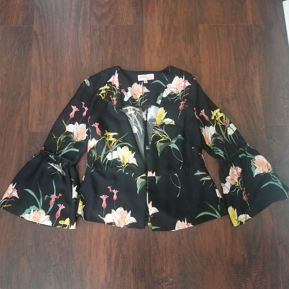 Philosophy Floral Bell Sleeve Blazer Size XS